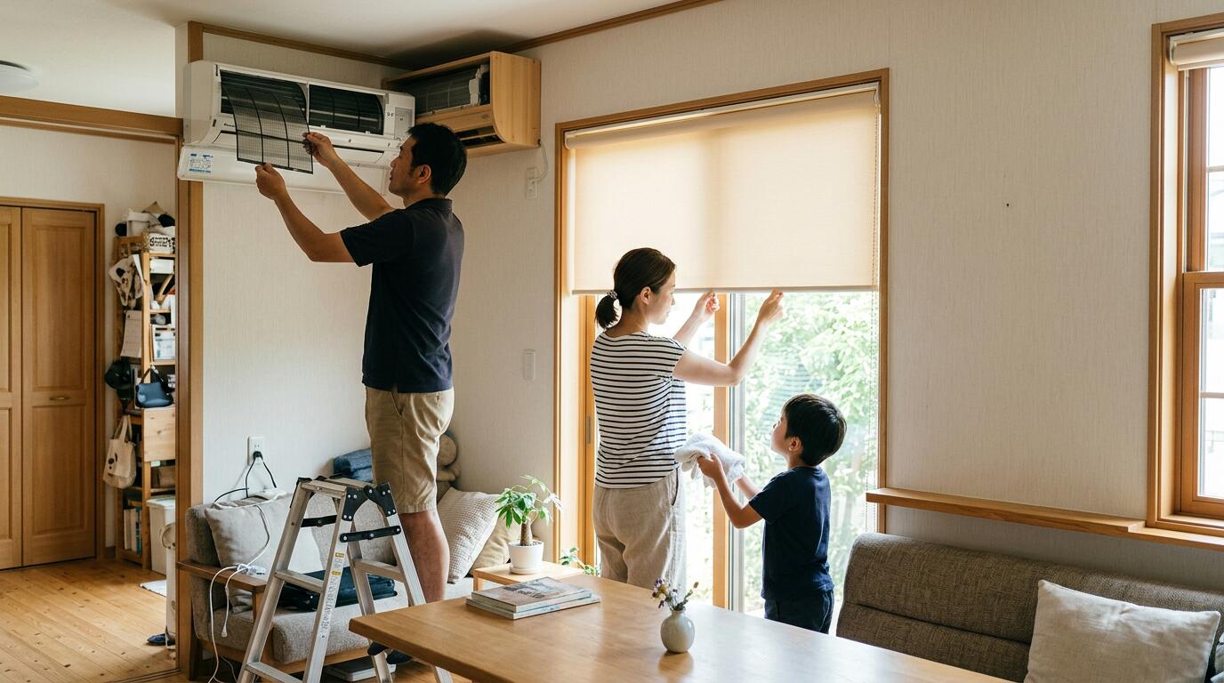 #1-010 真夏前の暑さ対策は「冷房」だけじゃない――日射遮蔽・通風・冷房効率を整える住まいの基本